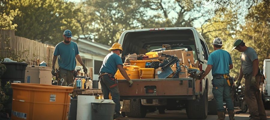 four-construction-workers-load-equipment-into-back-pickup-truck_1352884-10133